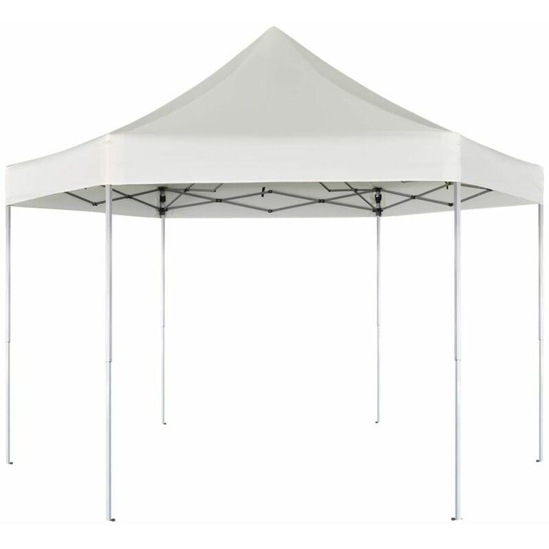 Gazebo Esagonale Pop-Up Pieghevole Bianco Crema 3,6x3,1 m VD24383 - Hommoo Gazebo Esagonale Pop-Up Pieghevole Bianco Crema 3,6x3,1 m VD24383 - Hommoo