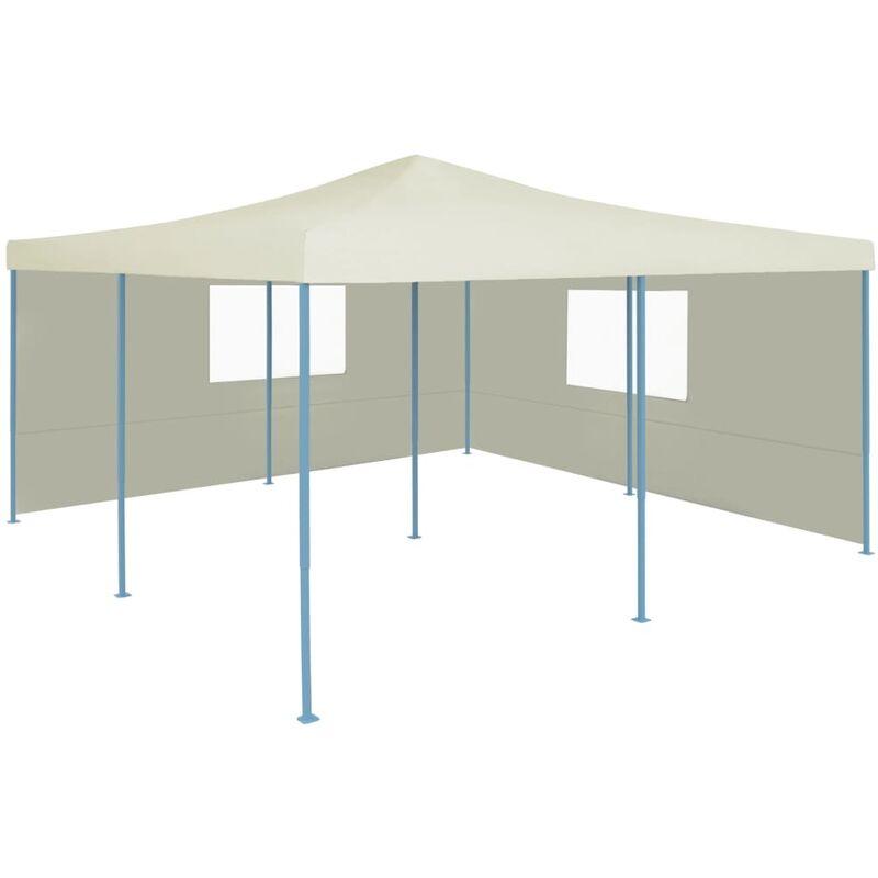 Hommoo Gazebo Pieghevole con 2 Pareti 5x5 m Crema VD46766