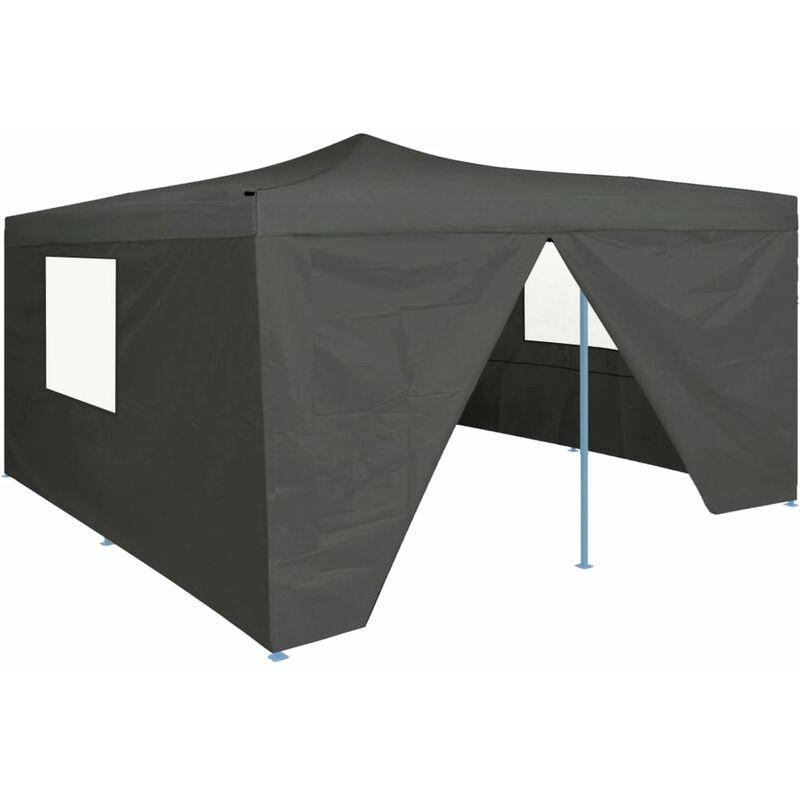 Hommoo Gazebo Pieghevole con 4 Pareti 5x5 m Antracite VD46770 Hommoo Gazebo Pieghevole con 4 Pareti 5x5 m Antracite VD46770