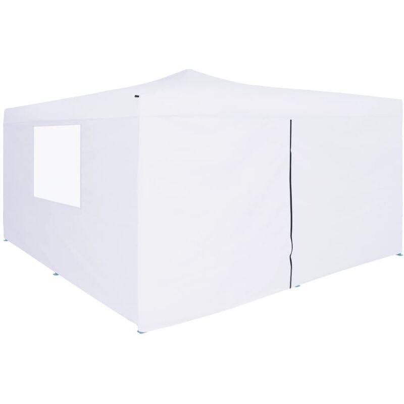 Hommoo Gazebo Pieghevole con 4 Pareti 5x5 m Bianco VD46773