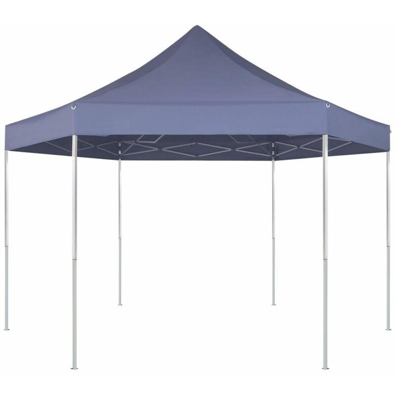 Gazebo Pieghevole Esagonale Pop-Up Blu Scuro 3,6x3,1 m VD24384 - Hommoo