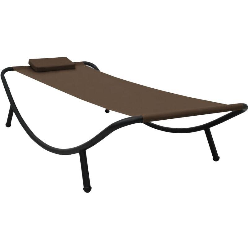 Lettino da Giardino Marrone 200x90 cm in Acciaio VD46294 - Hommoo