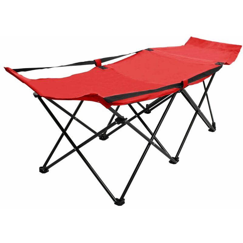Lettino Prendisole Pieghevole Rosso in Acciaio VD46145 - Hommoo
