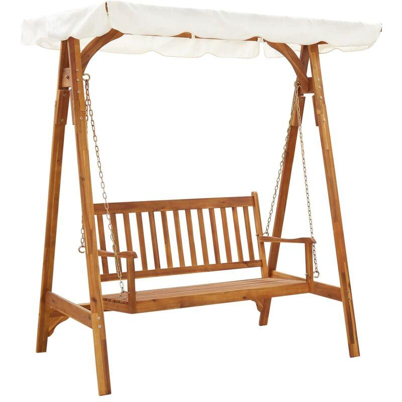Panc na a Dondolo da Giardino con Baldacc no in Legno Acacia VD52929 - Hommoo
