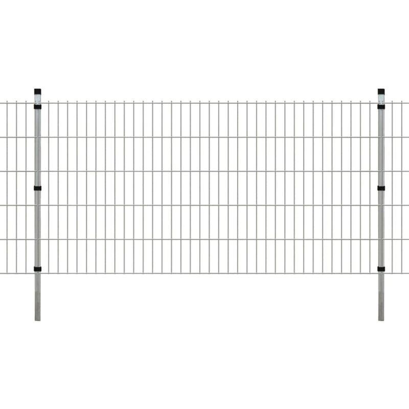 Pannelli di recinzione 2D giardino con paletti 2008x1030 mm 14m argento VD15495 - Hommoo