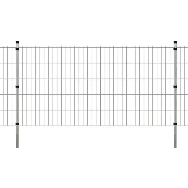 Pannelli di recinzione 2D giardino con paletti 2008x1030 mm 4m argento VD15490 - Hommoo