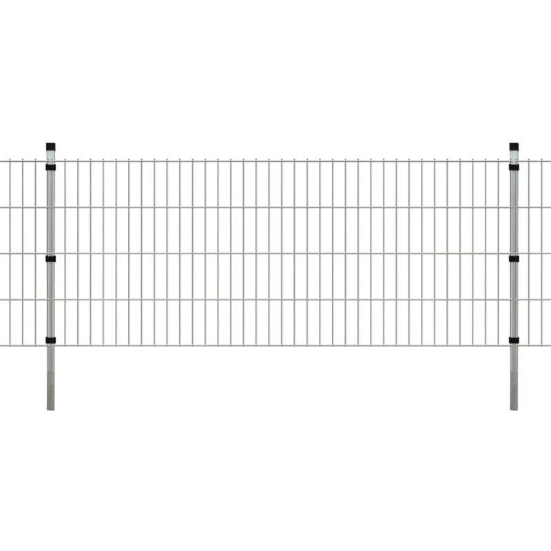 Pannelli Recinzione Giardino e Paletti Argento 2008x830 mm 4m VD15415 - Hommoo