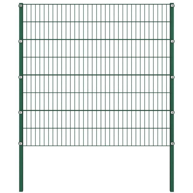 Pannello di Recinzione con Pali in Ferro 1,7x1,6 m Verde VD06005 - Hommoo Pannello di Recinzione con Pali in Ferro 1,7x1,6 m Verde VD06005 - Hommoo