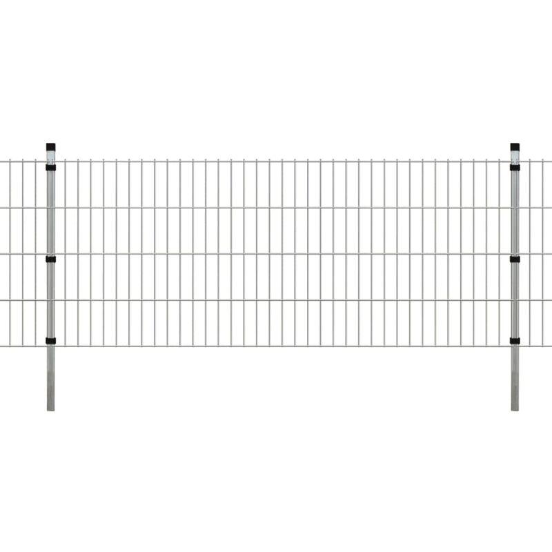 Pannello Recinzione Giardino e Paletti Argento 2008x830 mm 2m VD15414 - Hommoo