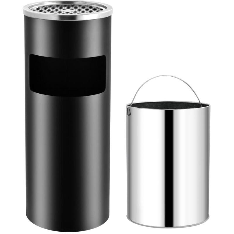 Pattumiera con Posacenere da Albergo 30 L Acciaio Nero VD28146 - Hommoo