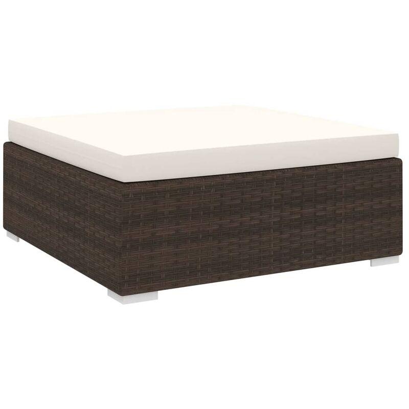 Poggiapiedi Modulare 1 pz con Cuscino in Polyrattan Marrone VD27613 - Hommoo