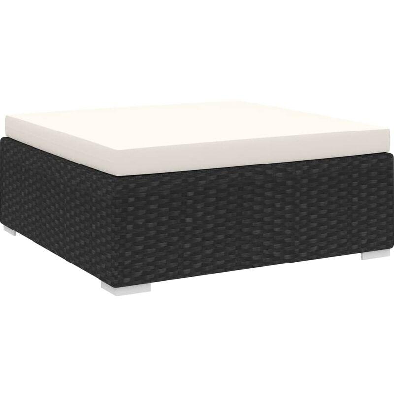 Poggiapiedi Modulare 1 pz con Cuscino in Polyrattan Nero VD27614 - Hommoo
