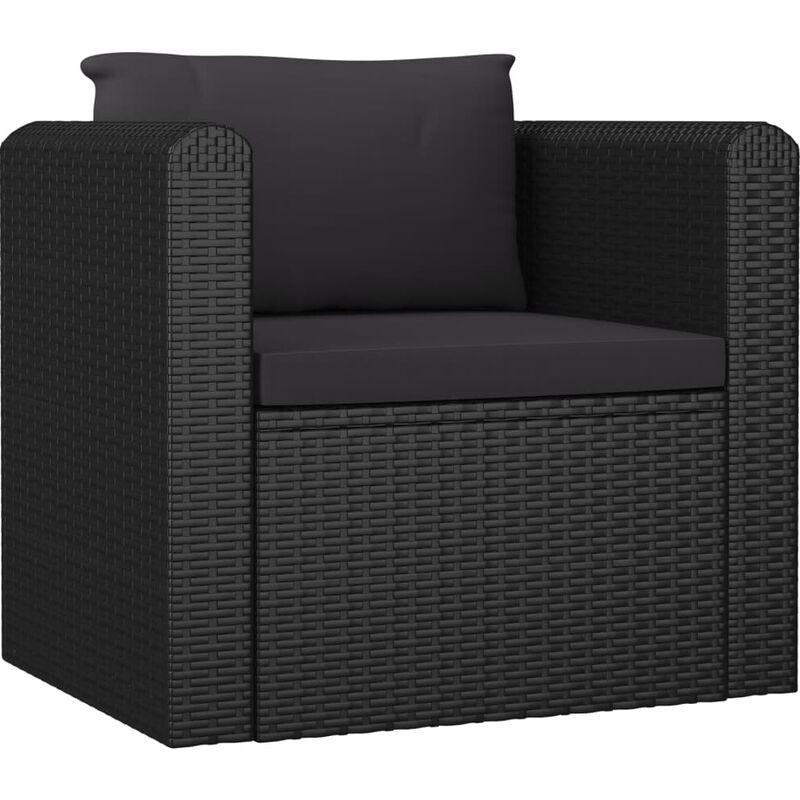 Poltrona con Cuscini in Polyrattan Nero VD45595 - Hommoo Poltrona con Cuscini in Polyrattan Nero VD45595 - Hommoo