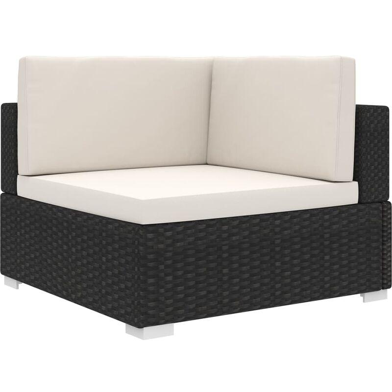 Poltrona Modulare ad Angolo 1 pz con Cuscini in Polyrattan Nero VD27610 - Hommoo