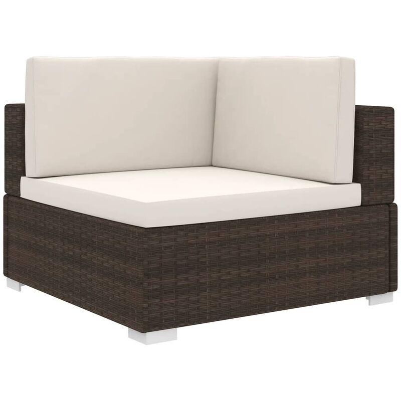 Hommoo Poltrona Modulare ad Angolo 1 pz con Cuscini Polyrattan Marrone VD27609