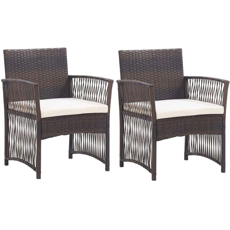 Poltrone da Giardino con Cuscini 2 pz Marroni in Polyrattan VD45516 - Hommoo