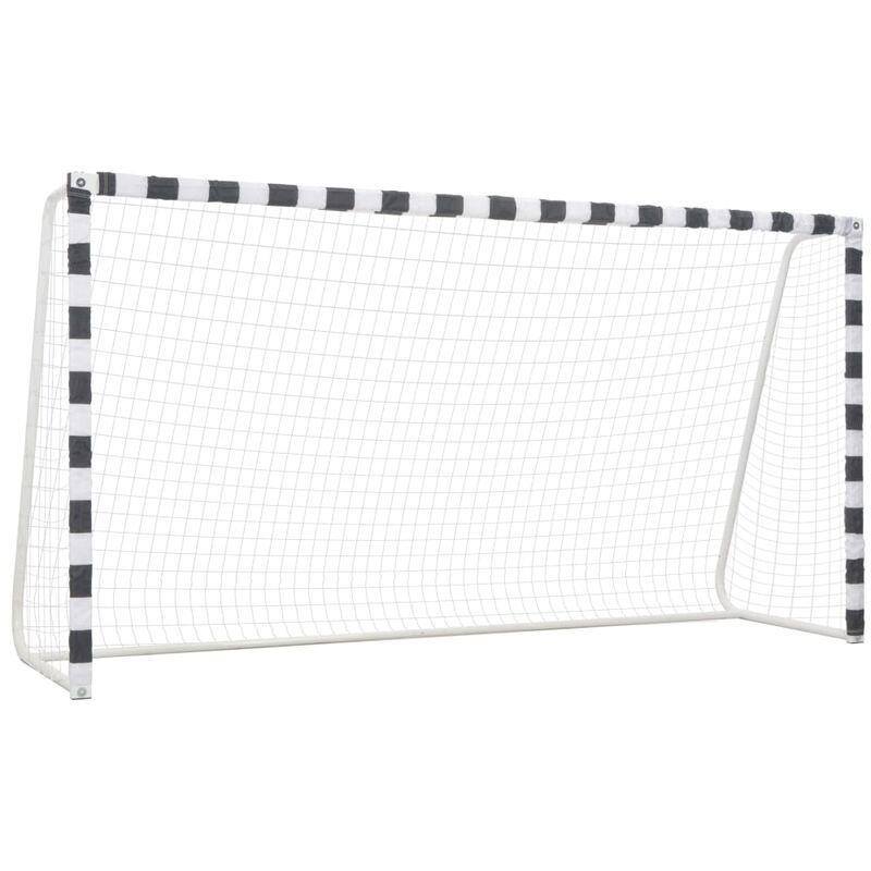 Hommoo Porta da Calcio 300x160x90 cm in Metallo Bianco e Nero VD30068