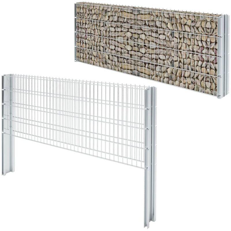 Recinzione 2D a Gabbione Acciaio Zincato 2008x830mm 10m Argento VD16843 - Hommoo