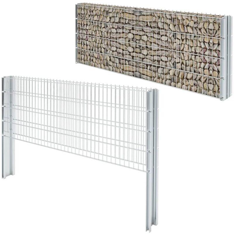 Recinzione 2D a Gabbione Acciaio Zincato 2008x830mm 2m Argento VD16839 - Hommoo