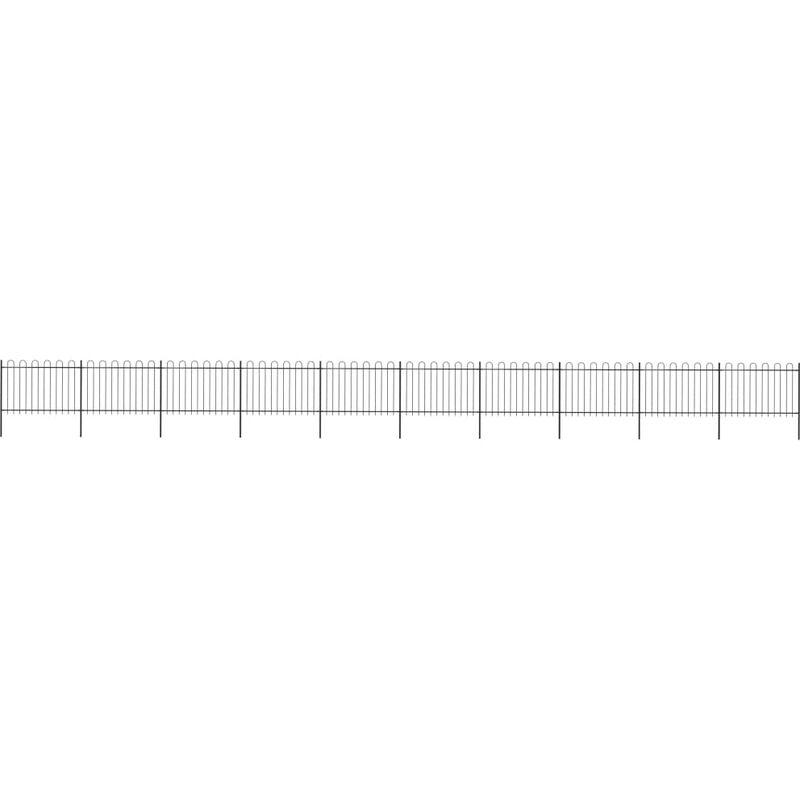Recinzione da Giardino con Punta Tonda Acciaio 17x1,2m Nera VD19605 - Hommoo Recinzione da Giardino con Punta Tonda Acciaio 17x1,2m Nera VD19605 - Hommoo