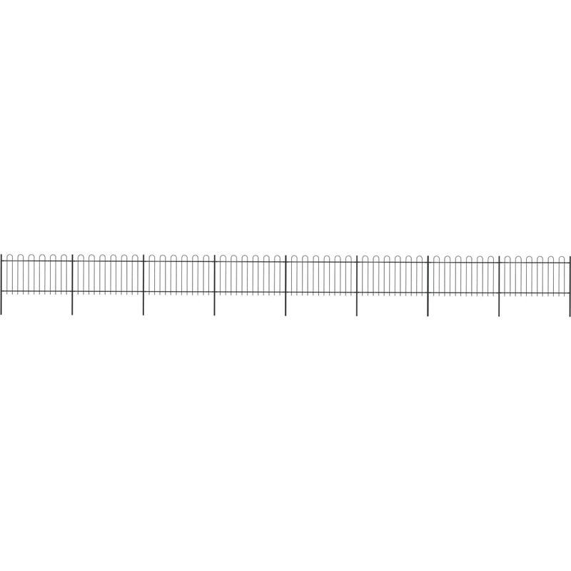 Recinzione da Giardino con Punta Tonda in Acciaio 13,6x1 m Nera VD19594 - Hommoo