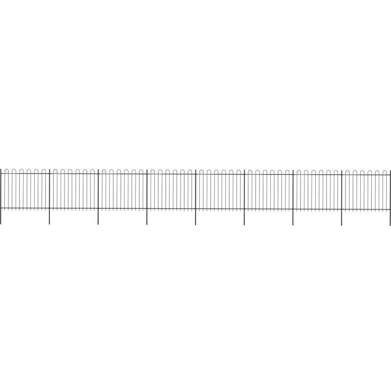 Recinzione da Giardino Punta Tonda Acciaio 13,6x1,5m Nera VD19612 - Hommoo