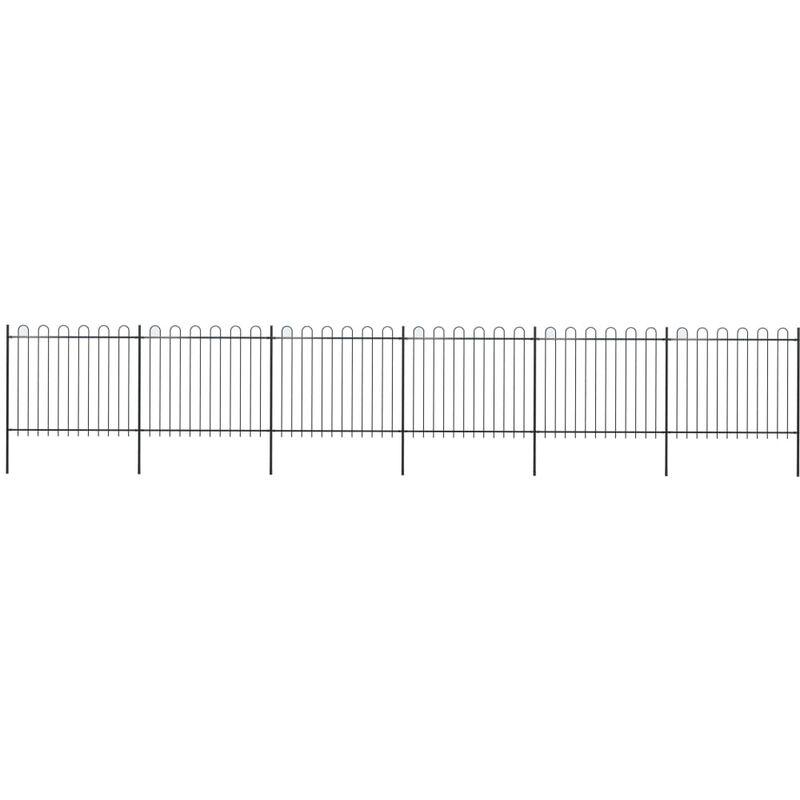 Hommoo Recinzione da Giardino Punta Tonda in Acciaio 10,2x1,5m Nera VD19610
