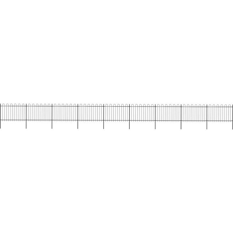 Recinzione da Giardino Punta Tonda in Acciaio 15,3x1,2m Nera VD19604 - Hommoo