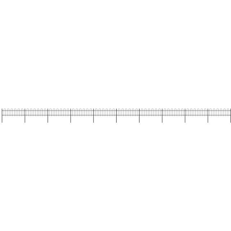 Recinzione da Giardino Punta Tonda in Acciaio 17x0,6m Nera VD19578 - Hommoo