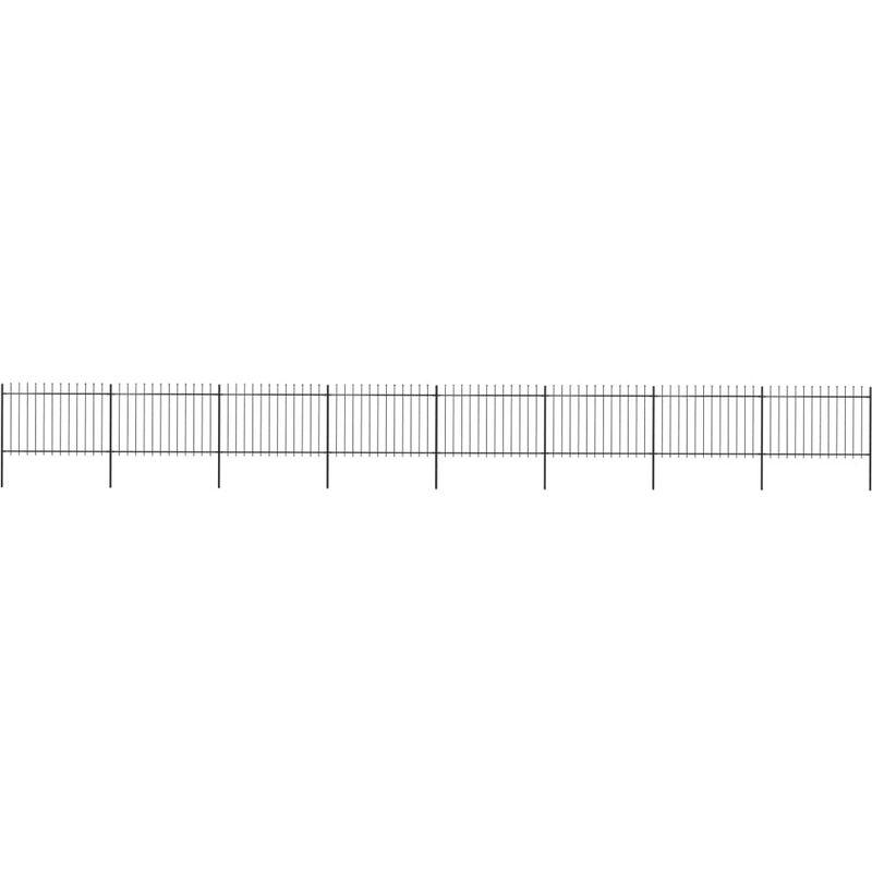 Recinzione Giardino con Punta a Lancia in Acciaio 13,6x1,2m Nera VD19558 - Hommoo