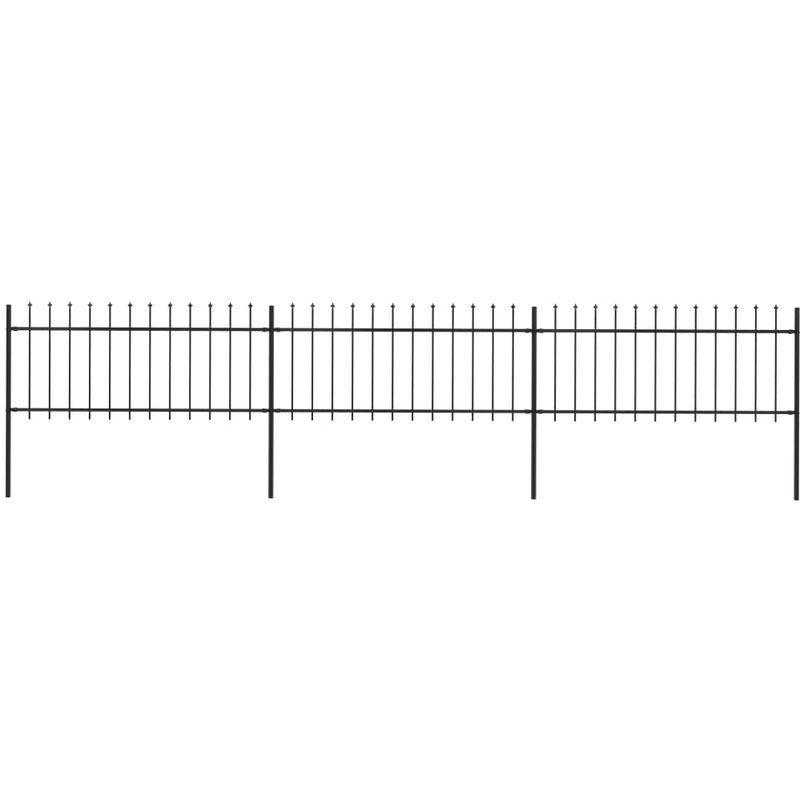 Recinzione Giardino con Punta a Lancia in Acciaio 5,1x0,8m Nera VD19536 - Hommoo
