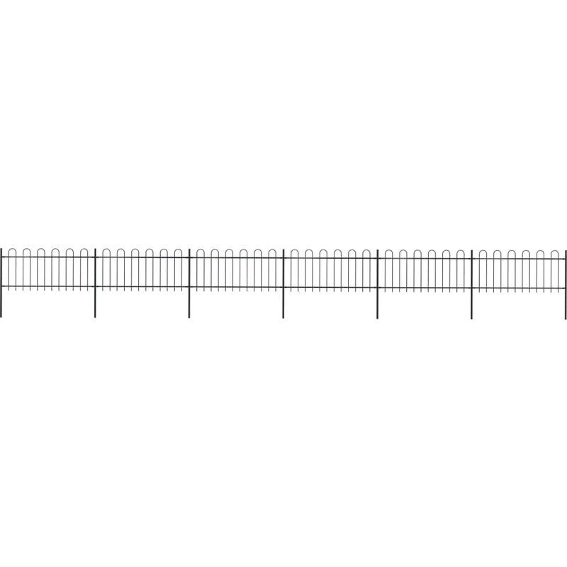 Recinzione Giardino con Punta Tonda Acciaio 10,2x0,8m Nera VD19583 - Hommoo