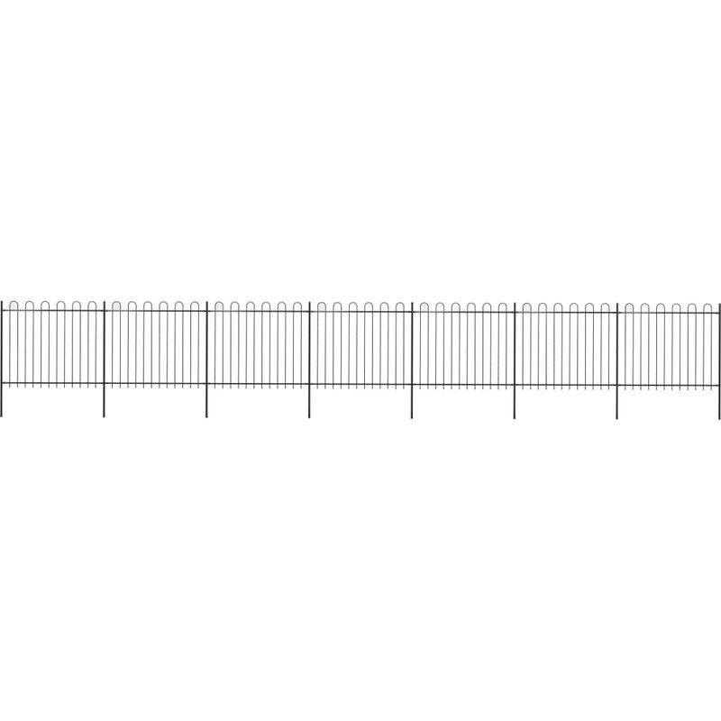 Recinzione Giardino con Punta Tonda Acciaio 11,9x1,5m Nera VD19611 - Hommoo