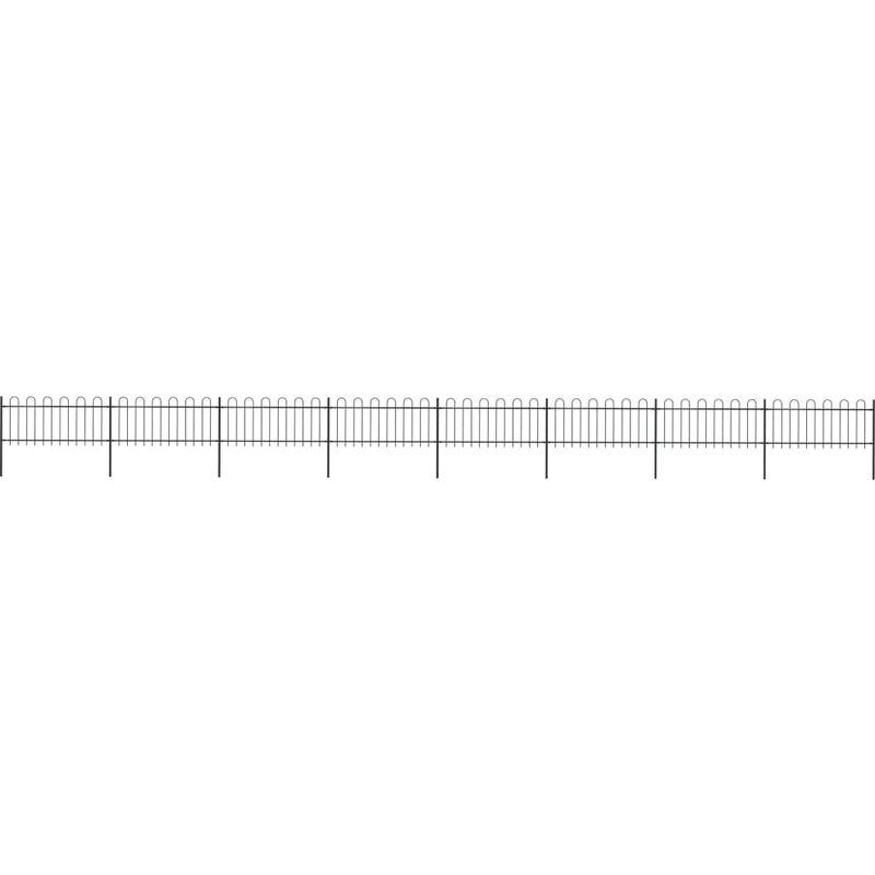 Recinzione Giardino con Punta Tonda in Acciaio 13,6x0,8m Nera VD19585 - Hommoo