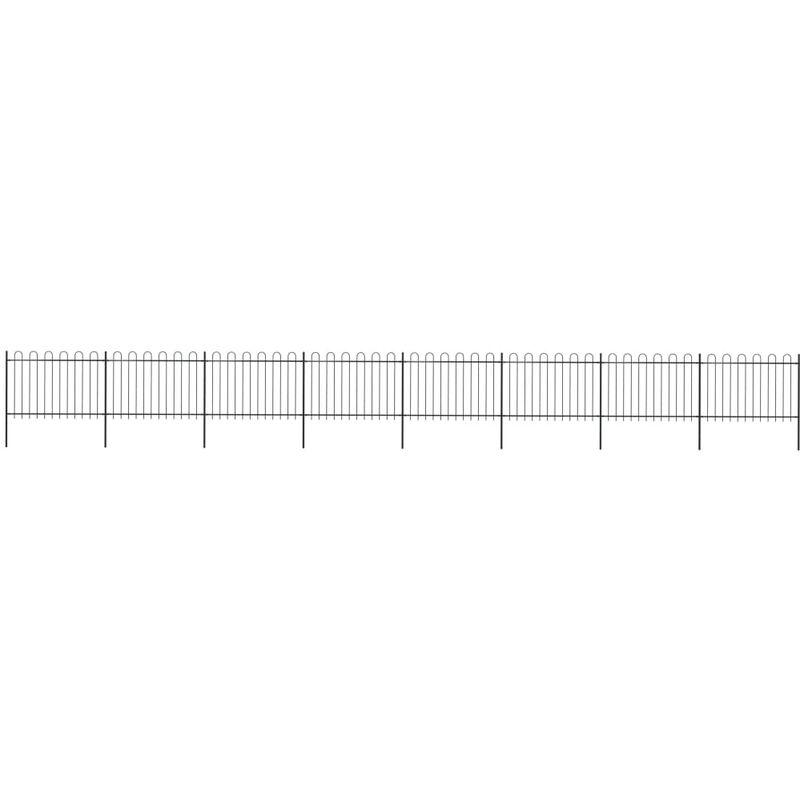 Recinzione Giardino con Punta Tonda in Acciaio 13,6x1,2m Nera VD19603 - Hommoo
