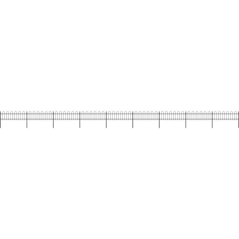 Hommoo Recinzione Giardino con Punta Tonda in Acciaio 15,3x0,6m Nera VD19577