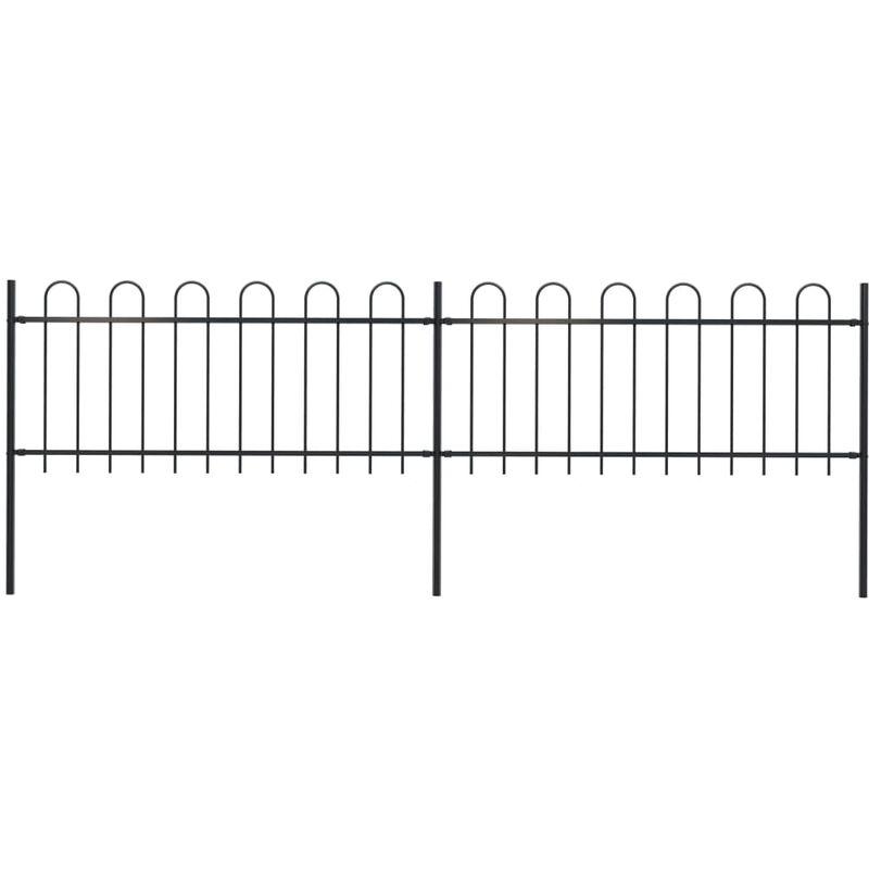 Recinzione Giardino con Punta Tonda in Acciaio 3,4x0,8 m Nera VD19579 - Hommoo