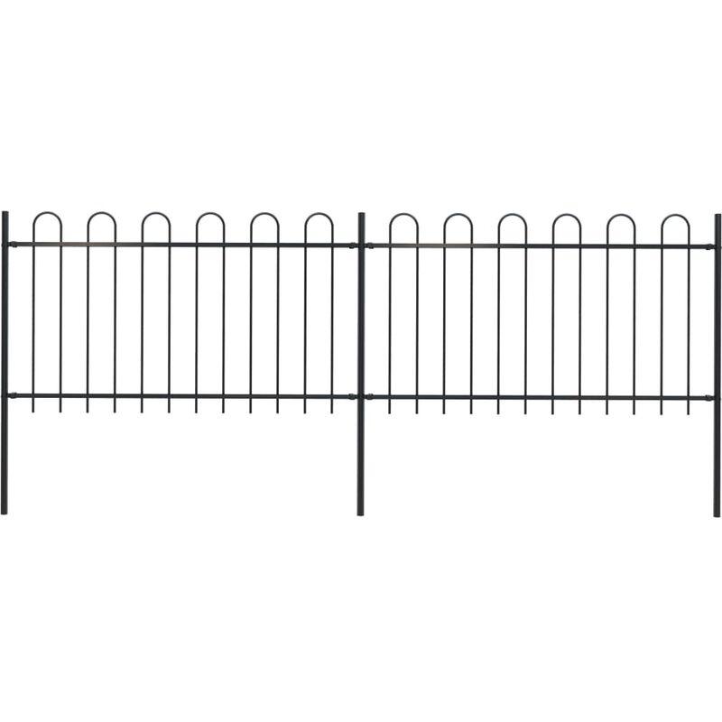 Recinzione Giardino con Punta Tonda in Acciaio 3,4x1 m Nera VD19588 - Hommoo