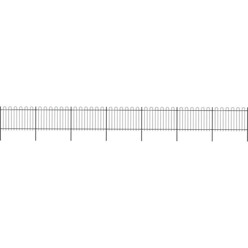 Recinzione Giardino Punta Tonda in Acciaio 11,9x1,2 m Nera VD19602 - Hommoo