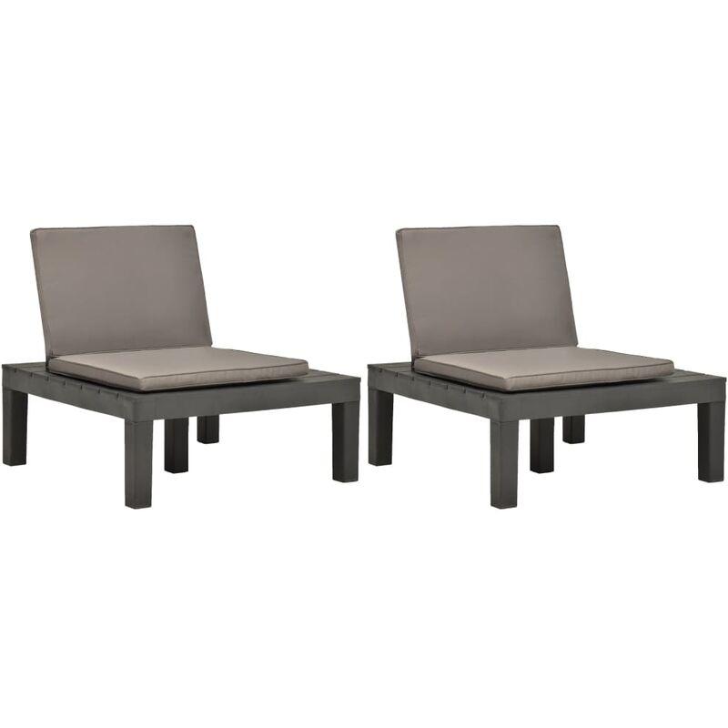 Sedie a Sdraio da Giardino e Cuscini 2 pz in Plastica Antracite VD40789 - Hommoo