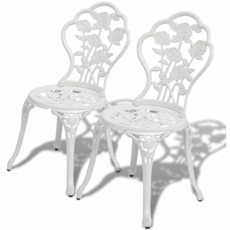 Sedie da Bistrot 2 pz in Alluminio Pressofuso Bianche VD25133 - Hommoo