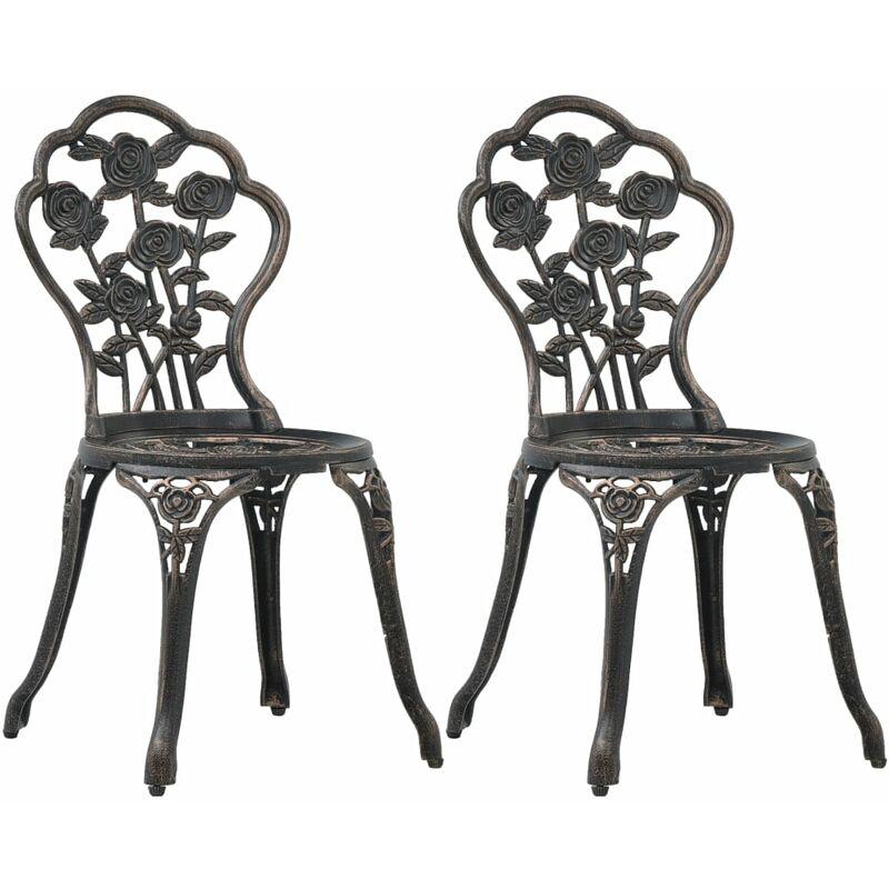Sedie da Bistrot 2 pz in Alluminio Pressofuso Bronzo VD33172 - Hommoo