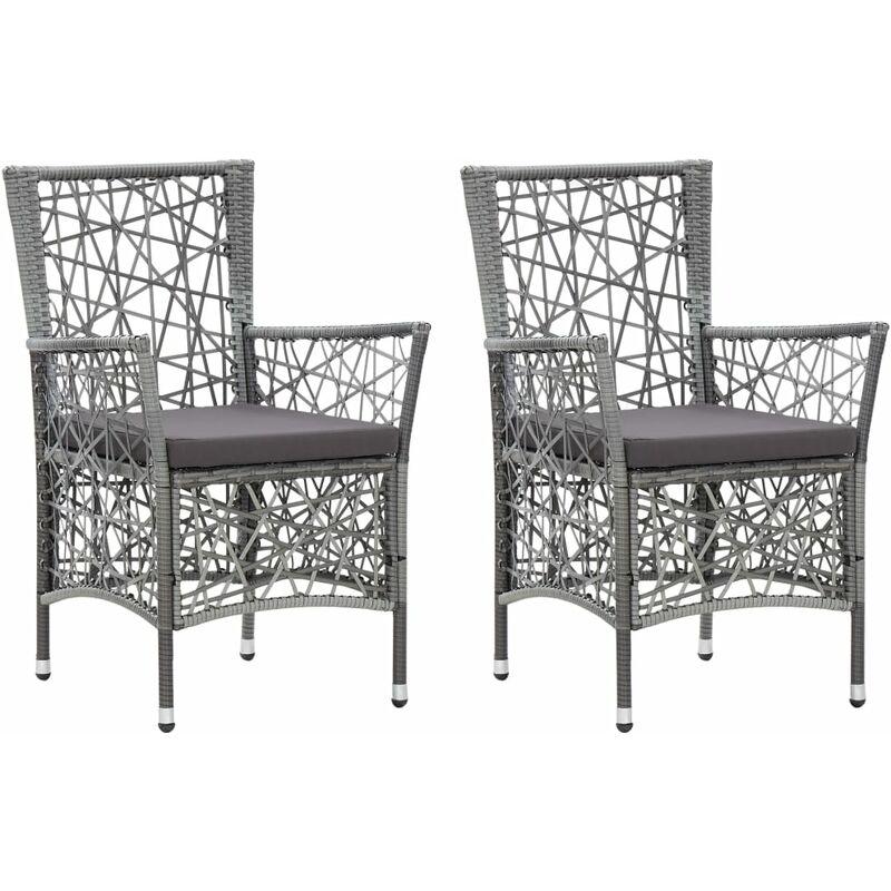 Sedie da Esterno 2 pz con Cuscini in Polyrattan Grigio VD45355 - Hommoo