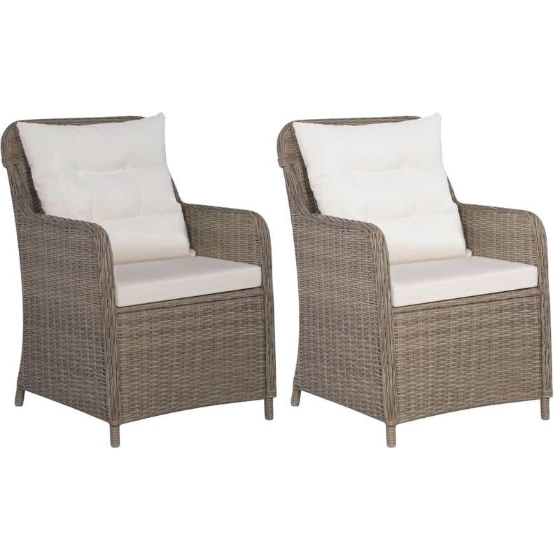 Sedie da Esterno con Cuscini 2 pz in Polyrattan Marrone VD25926 - Hommoo Sedie da Esterno con Cuscini 2 pz in Polyrattan Marrone VD25926 - Hommoo