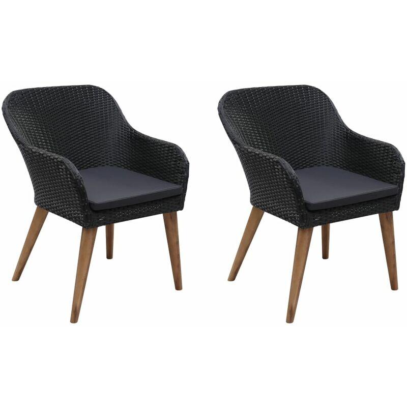 Sedie da Esterno con Cuscini 2 pz in Polyrattan Nero VD25931 - Hommoo