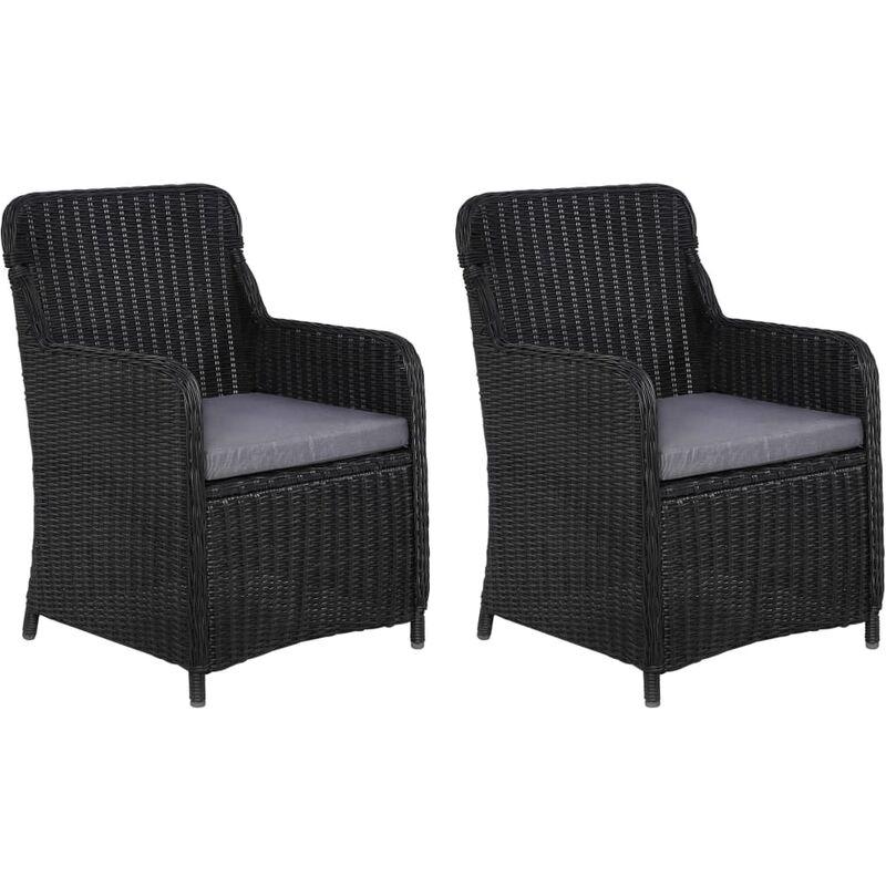 Sedie da Esterno con Cuscini 2 pz Polyrattan Nero VD25924 - Hommoo