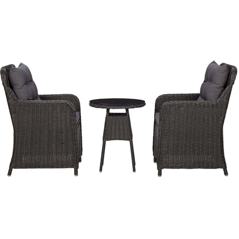 Sedie da Giardino 2 pz con Tavolino da Tè in Polyrattan Nero VD45590 - Hommoo Sedie da Giardino 2 pz con Tavolino da Tè in Polyrattan Nero VD45590 - Hommoo