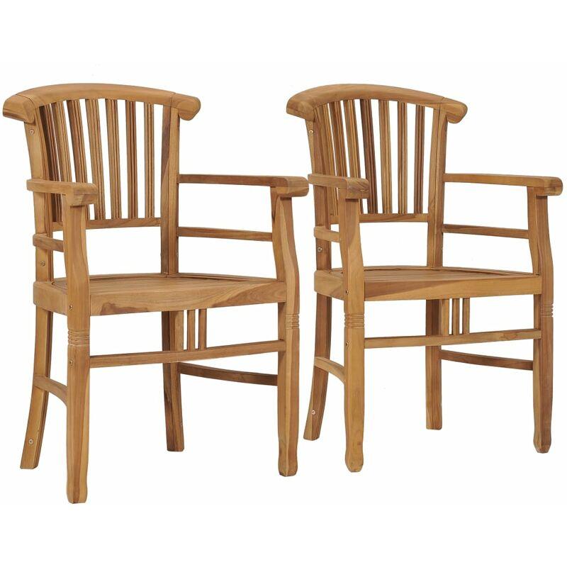 Sedie da Giardino 2 pz in Legno Massello di Teak VD53346 - Hommoo