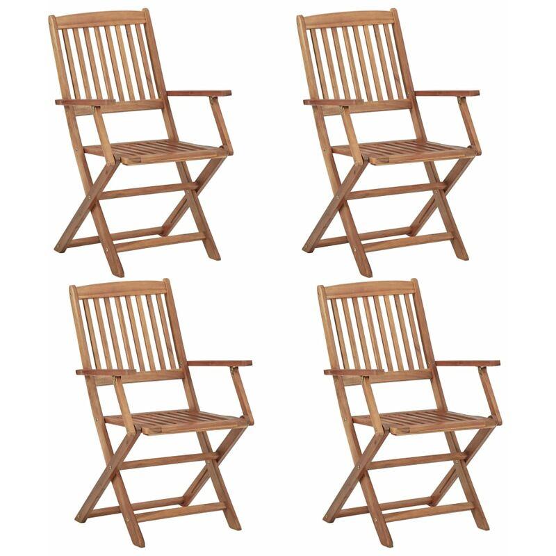 Hommoo Sedie da Giardino Pieghevoli 4 pz in Legno Massello d'Acacia VD27512