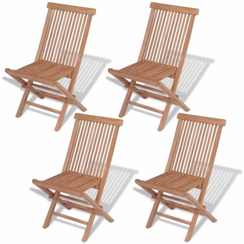 Sedie da Giardino Pieghevoli 4 pz in Legno Massello di Teak VD25053 - Hommoo